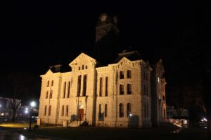 This beautiful courthouse was just recently restored. Date - 1890 Architect - W.C. Dodson Style - Second Empire Material: Limestone