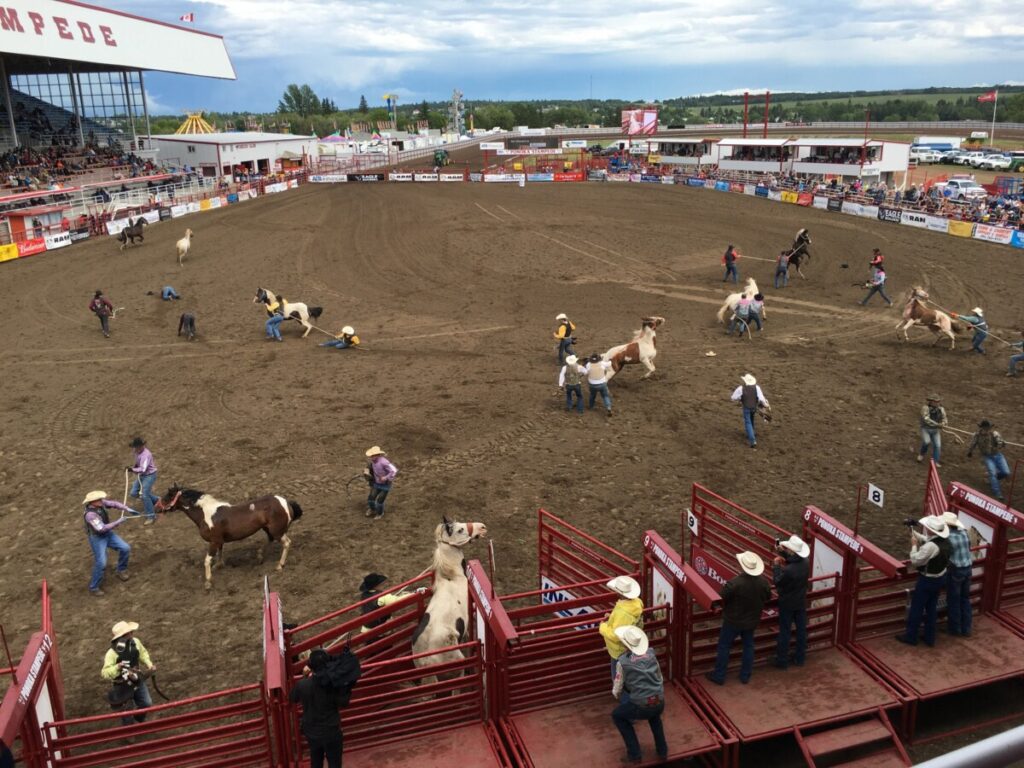 The rodeo arena at the Ponoka Stampede in Ponoka, Alberta.