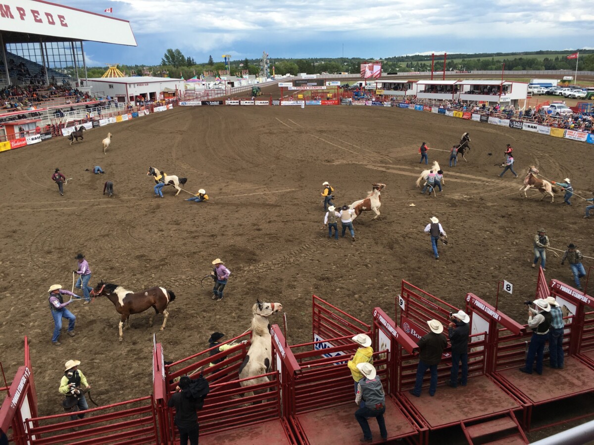 The rodeo arena at the Ponoka Stampede in Ponoka, Alberta.