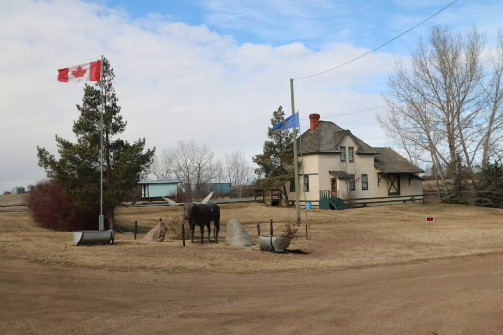 Historic buildings in the hamlet of Rowley, Alberta.