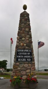 The stone monument to the geographic center of North America in Rugby, North Dakota.