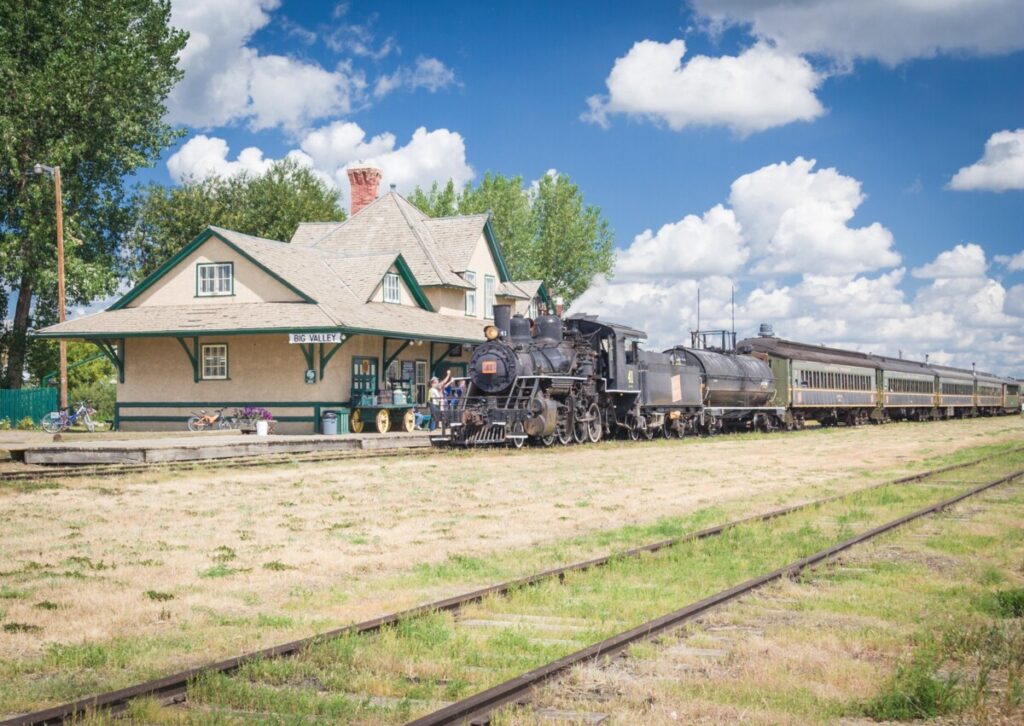 An Alberta Prairie Railway Excursions train on the line between Stettler and Big Valley, Alberta.