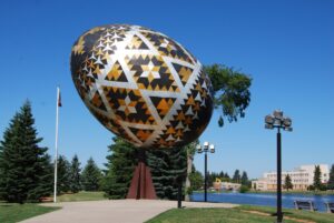 The giant pysanka in Vegreville, Alberta.