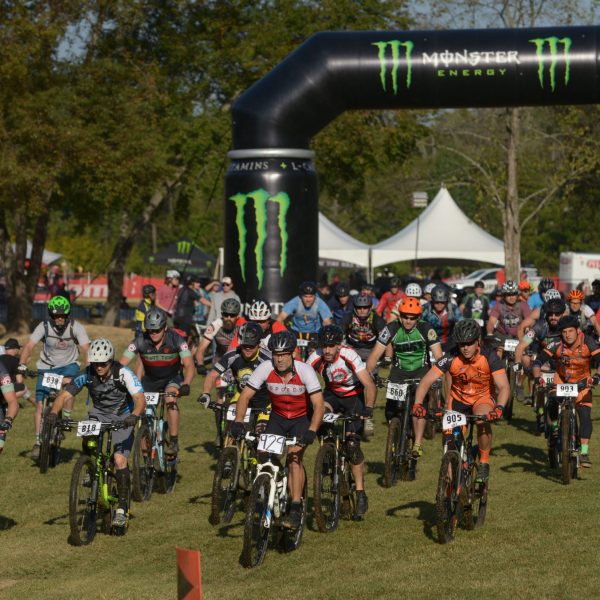 NWA Democrat-Gazette/BEN GOFF @NWABENGOFF
A group of rides start their category 3 race on Sunday Oct. 2, 2016 during the annual Slaughter Pen Jam at the Slaughter Pen trails in Bentonville. Sunday concluded the three-day festival with cross country races that were part of the Monster Energy Arkansas Mountain Bike Championship Series.
